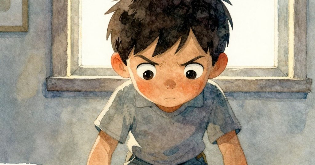 莫里茨專注地看著玻璃，手指穩定著紅色玻璃，眼神中透出堅持與好奇。