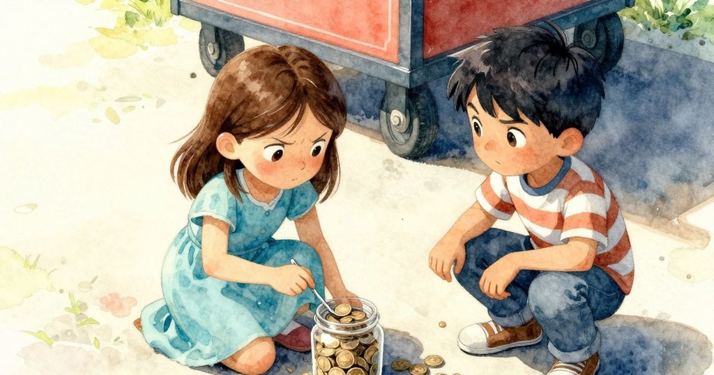 高角度展示Ilsa蹲下用木匙撬肉豆蔻罐,背景送貨車經過與Keane持硬幣趕來,動態場面緊湊