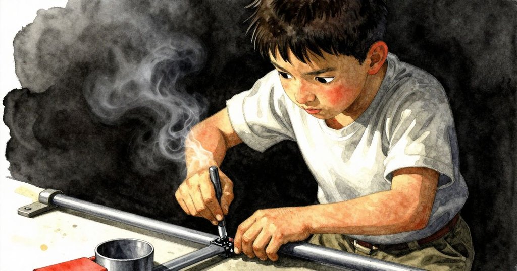 克萊德定神凝視，手持油盒在使用濃厚油脂調理生銹杆件，面容專注，細節豐富，氛圍凝固