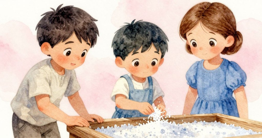 阿莫斯仔細將鹽均勻攤在木枋上,晶鹽如晨霜般閃爍,佩特拉點頭示意,凝固瞬間展現協作默契