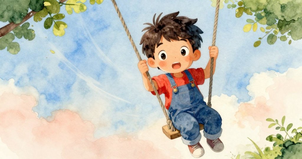 芬恩在戶外工作區堅定抓住搖曳的繩索,應對輕風,神情專注且穩定