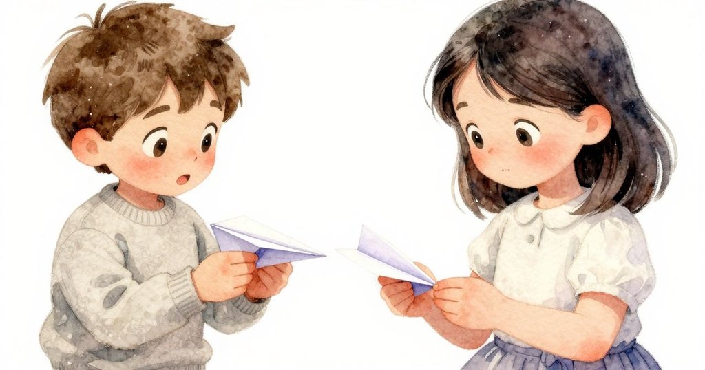 肯特小心翼翼地用手揭開紙飛機的摺痕，顯示內部細微的摺痕與裂痕，畫面細節豐富