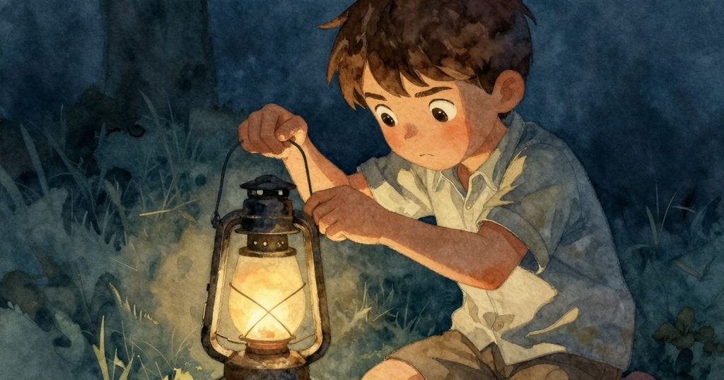 Gareth專注調整燈籠傾斜角度，手指緊扣著融蠟處，他的神情堅定，溫暖光線映出內心掙扎