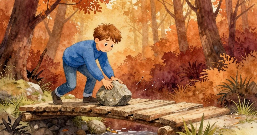 Vaughn正穩重地放下Hope投來的刻紋石頭,隨後一根小樹枝輕推使得步行棍微動,場景充滿微妙動作與因果連鎖