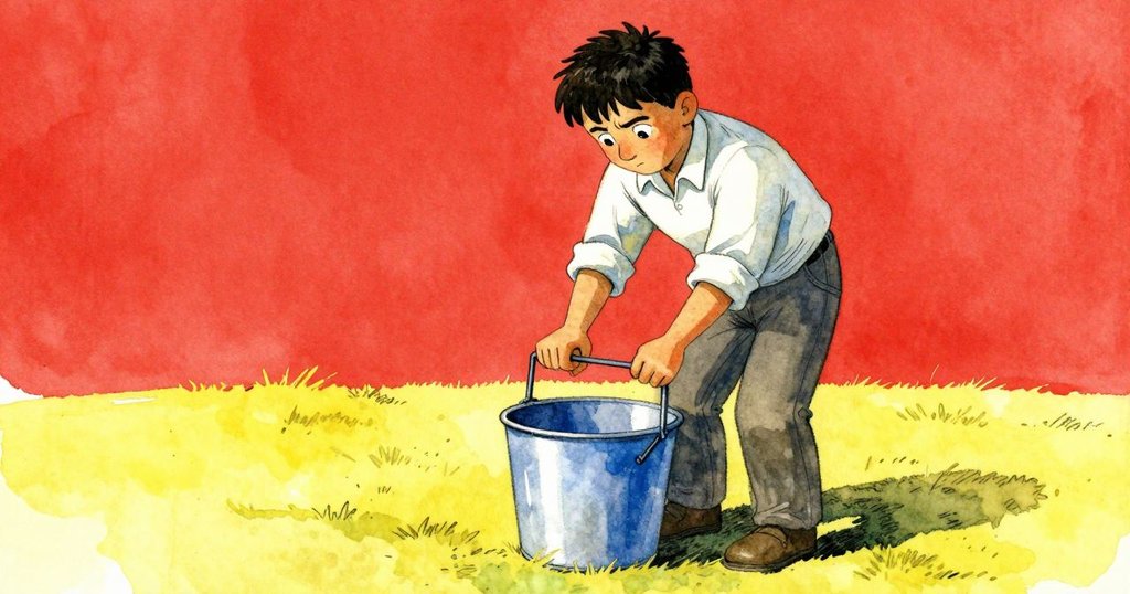 Drake在戶外實驗中小心操作器材,柑橘泡沫繚繞,展現實驗起始與期待情緒