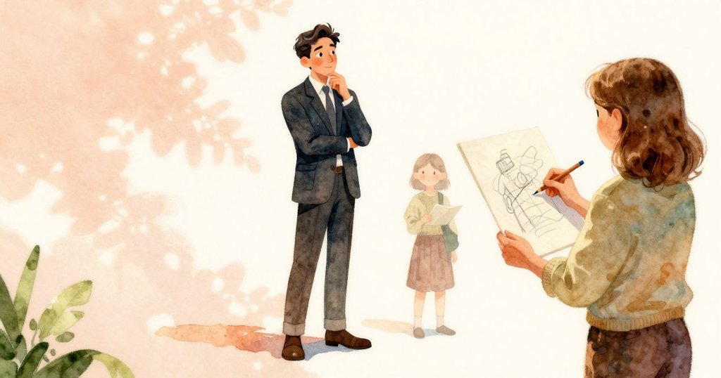 從昆因背後觀察，他正舉起未蓋的框架，Uma在旁專心描繪蜂巢形狀，蜜蜂輕舞增添動感