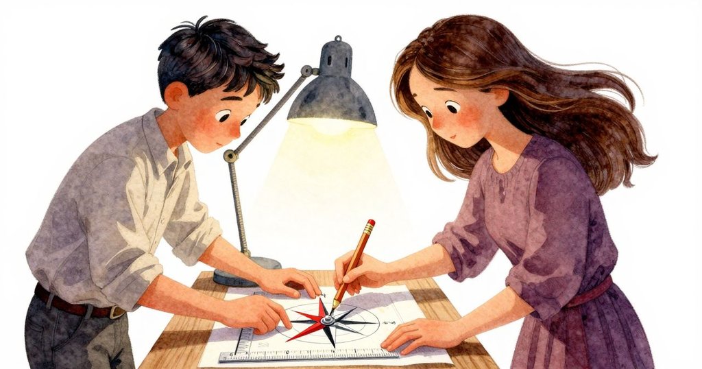 文森與布蕾雅緊密合作，手部動作細膩，鉛筆斷裂留下一道柔和痕跡，捕捉專注瞬間