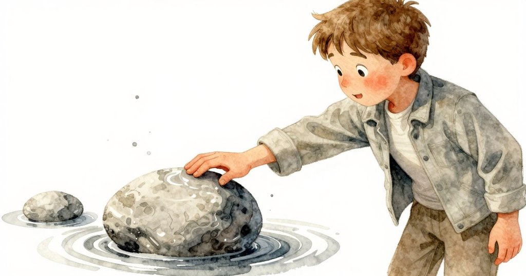 弗雷澤謹慎將手按在光滑石頭上，感受冰冷氣流及泥土微動，神情中透露出一絲緊張與專注。