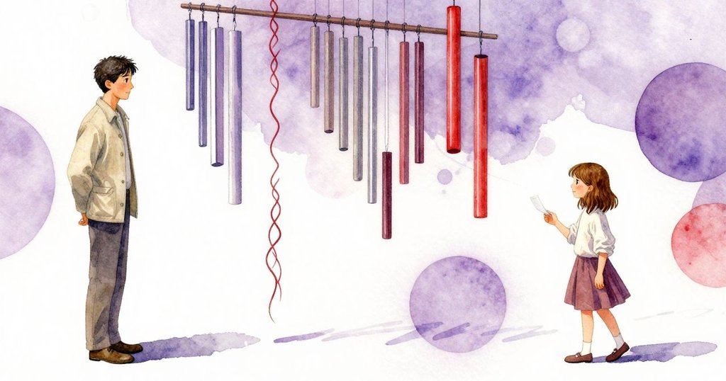 紙風鈴、繩結與竹節交織成夢幻抽象的幾何圖形，場景充滿奇妙與不合常理的空間感