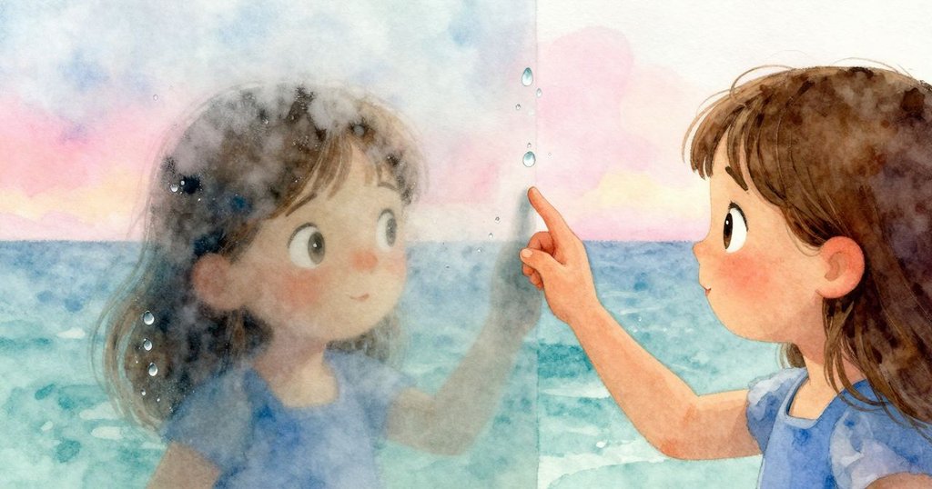 Lena專注作畫,指尖輕觸朦朧玻璃,凝聚心情中流露堅定與靜謐,展現創作瞬間。