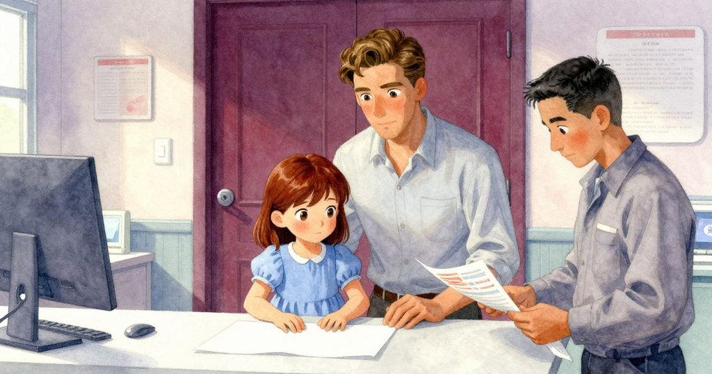 雅拉平靜地折疊著表格，父親安靜地翻閱雜誌，技術人員處理打印紙，診所內恢復平和寧靜