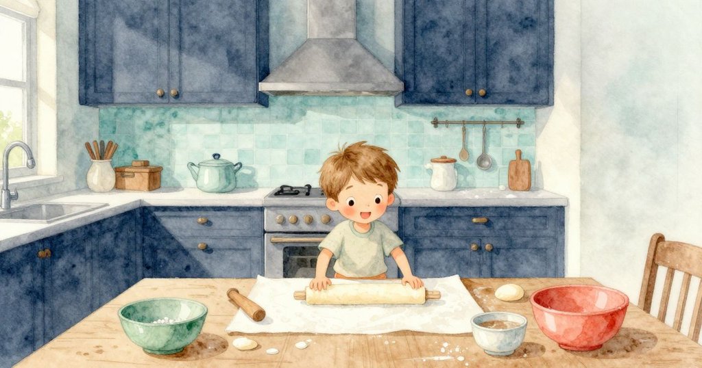 平和結局中，Xander完成麵團捲放在羊皮紙上，廚房悄然無聲，柔和燈光襯托出溫馨和諧