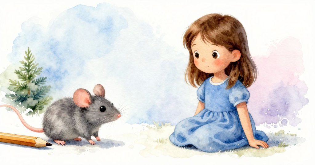 桌角鉛筆靜止,一旁小老鼠從縫隙探出身影,胡須微動呈現好奇與警覺,畫面分割展現連續動作。