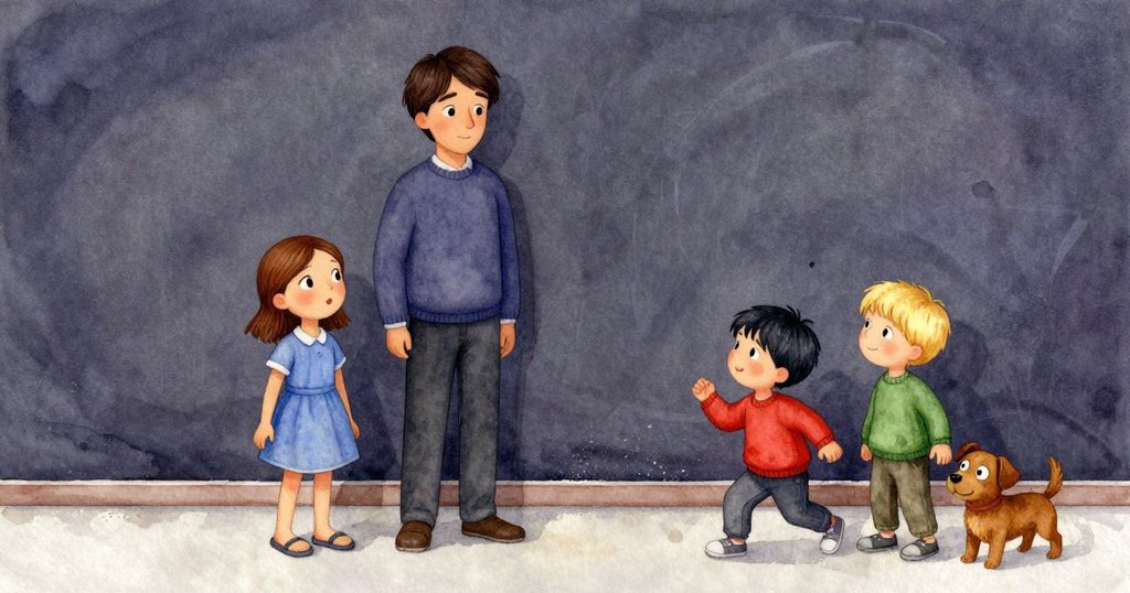 教室中粉筆灰落定、紙角平貼，冷冽灰光中映出平靜，故事逐步邁向溫柔結局。