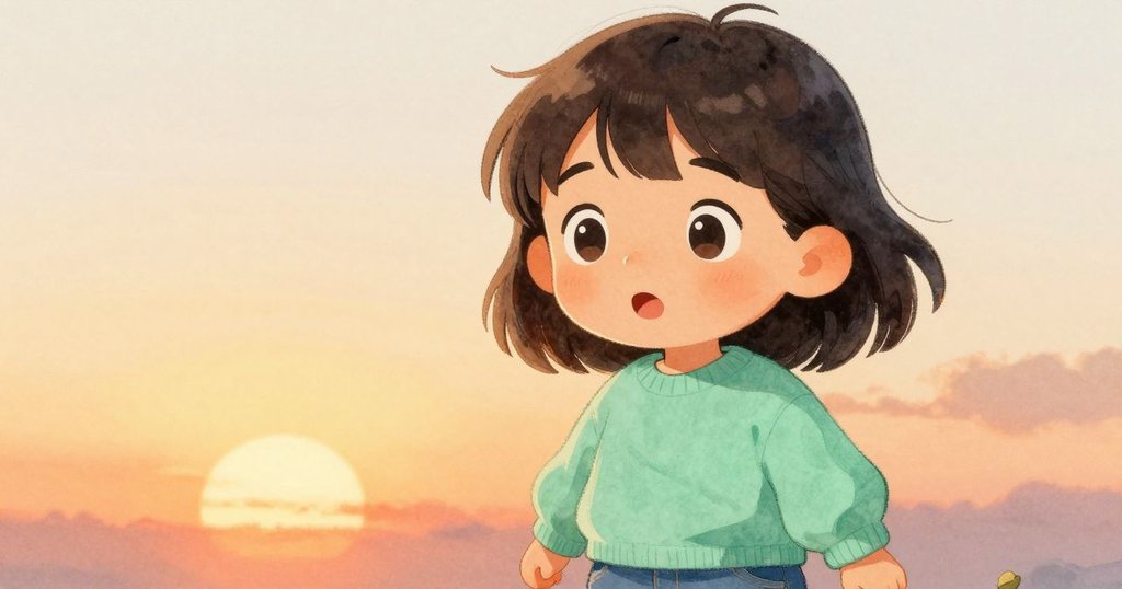 Grey面部特寫,眼中流露驚喜,背景模糊呈現紅球和公園景致