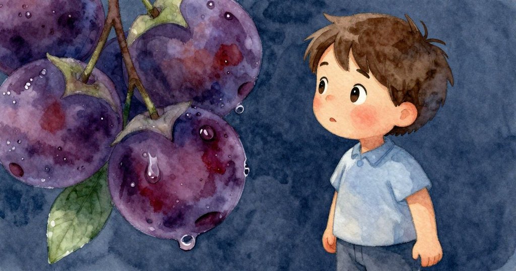 克萊德仔細俯身觀察桌上梅子色油漆痕跡,水珠閃爍在部分紙堆旁,充滿發現驚喜。