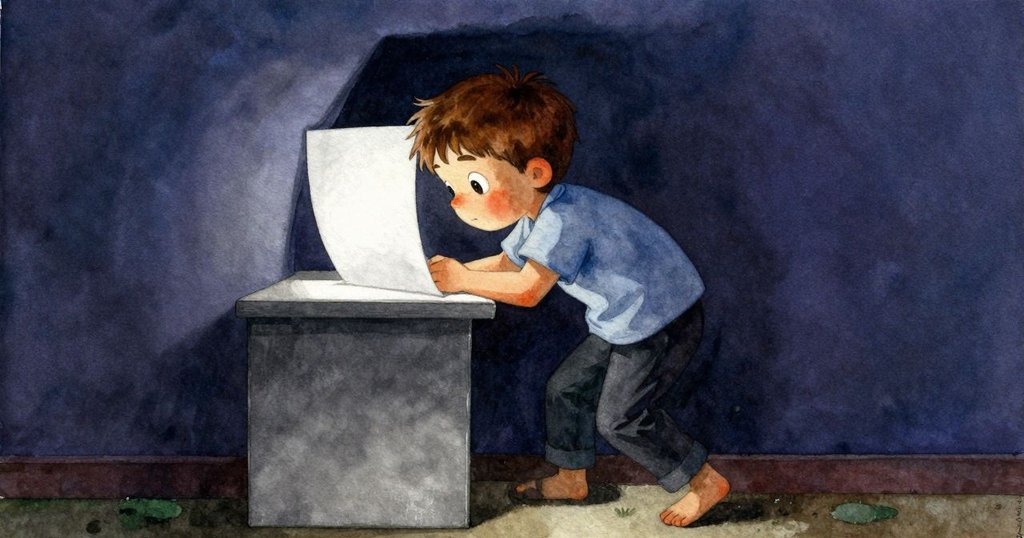 克萊德在書桌邊彎身細看,發現隱藏於厚紙堆後的亮麗油漆痕跡,充滿秘密探險的感覺。