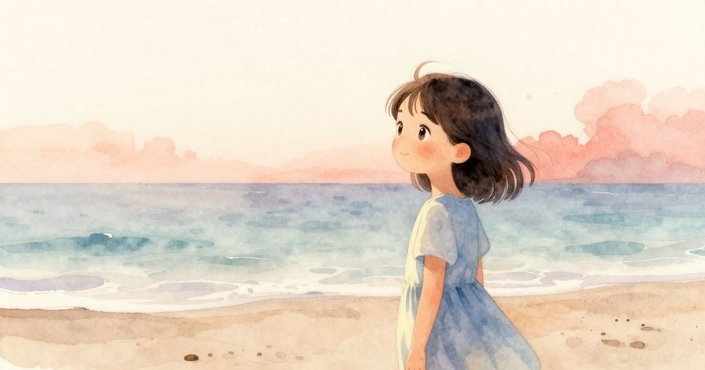 在明亮晨光下,Rosa靜立於潮池邊,海邊萬物安靜休息,透露出寧謐與平和。