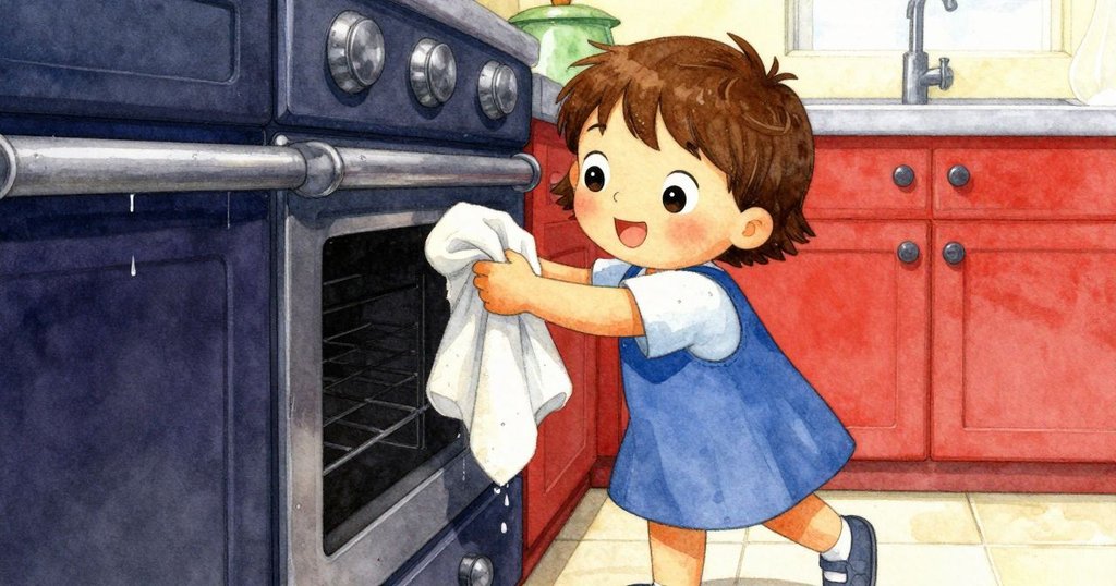 Juno專注地用濕布包裹滑溜手把並用力旋轉，臉上帶著堅定神情，展現發現解決辦法的重要一刻