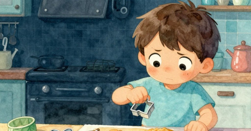 霍利斯臉上露出緊張表情，顫抖著手拿起金屬切割器，展現精緻花形效果，充滿驚奇。