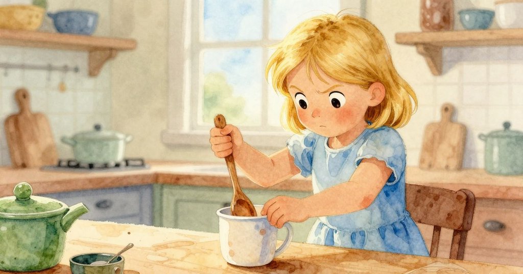 關恩在檯上發現木湯匙，專注地將其掛於高腳杯後，引發連鎖反應，現出創意與靈動決斷。