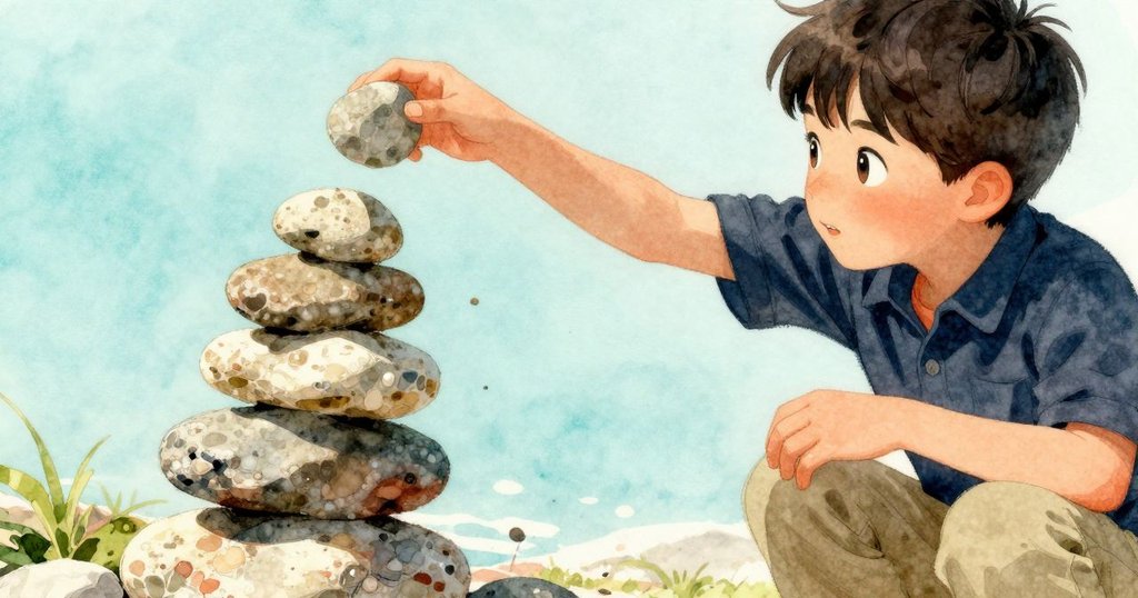 Valen 緊張地出手穩住搖晃的石塔, 近距離捕捉表情與動作, 展現出拯救結構的果斷與團隊精神.