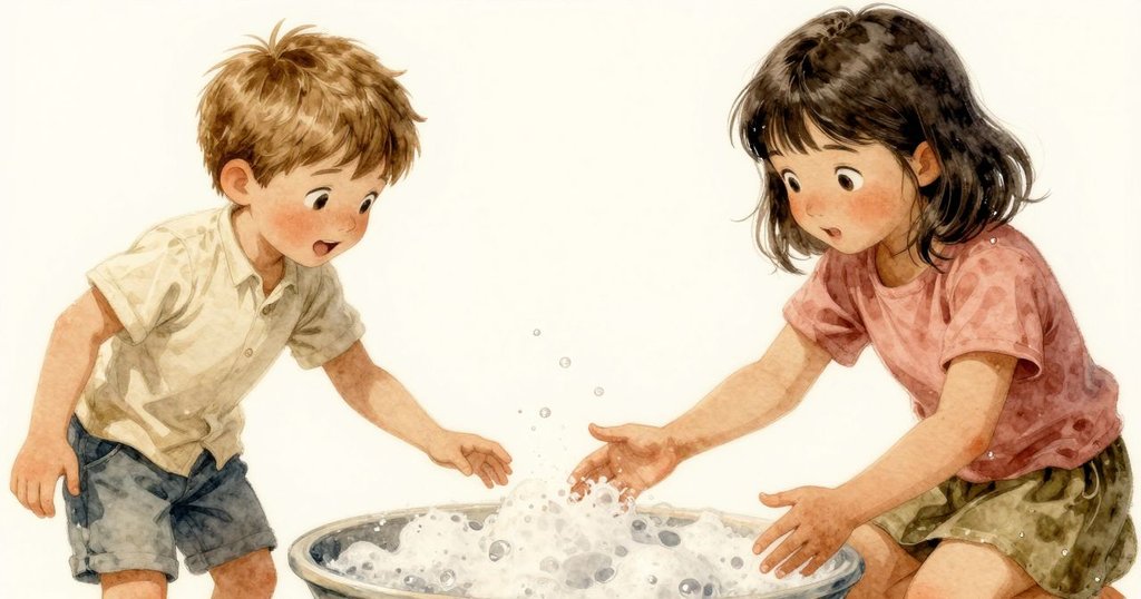 Vaughn的手輕觸濕潤浪花，細膩泡沫與水滴清晰展現，充滿溫柔觸感與豐富細節