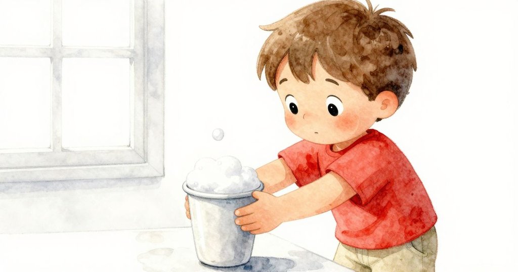 Ronan將含泡沫的第二個杯子舉向窗邊，水滴輕輕落下，光影交錯中展現出一絲神秘與柔和的情景。