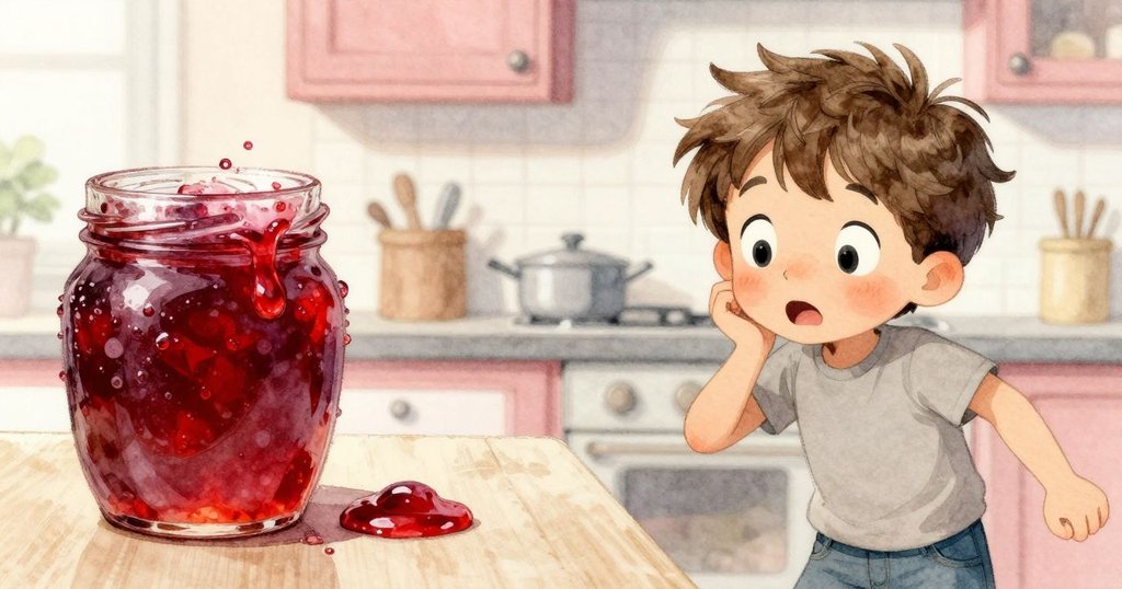 科爾觀察果醬瓶慢慢剝落，臉上先顯驚訝後綻現靈感，湯匙滑動呈現雙重動作。