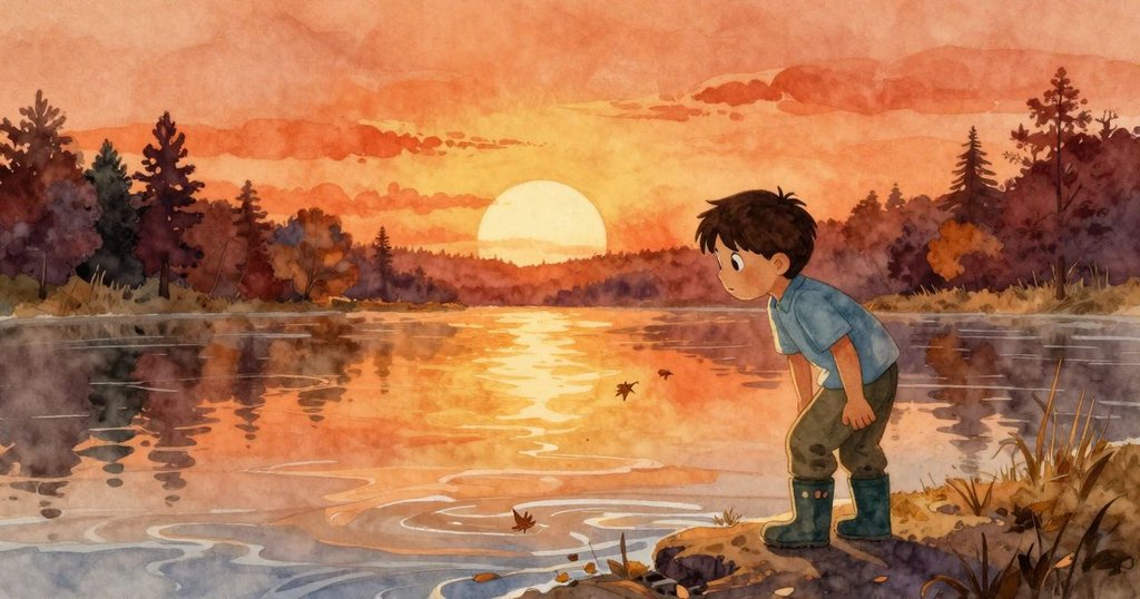 在夕陽餘暉中,Inigo注視著飄浮的楓葉種子,打開的罐蓋象徵著成功,神情平靜且滿意。