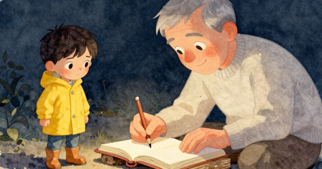 筆與日誌的特寫, 鉛筆留下厚重塗痕, 溫暖燈光照映下展示記錄時光的深意