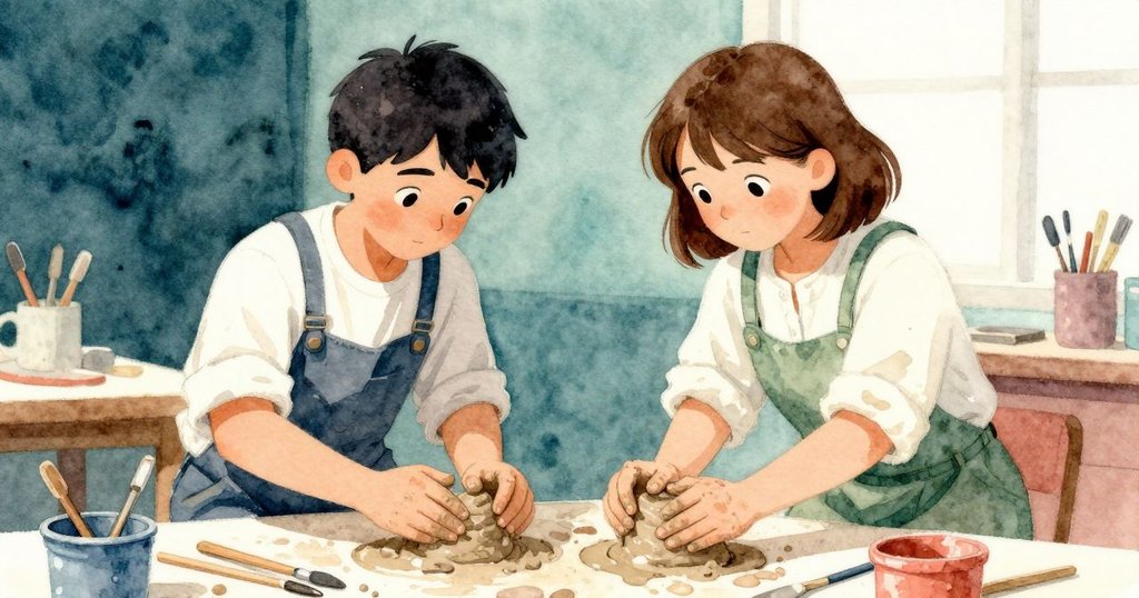 Alden與Bethan攜手合作,彼此協助調整工具,臉上流露出專注與互助的堅毅神情。