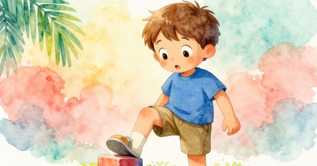 艾弗雷特面部特寫，木塊輕觸其腳時展現出微妙驚訝，情感細膩，故事初展現互動瞬間