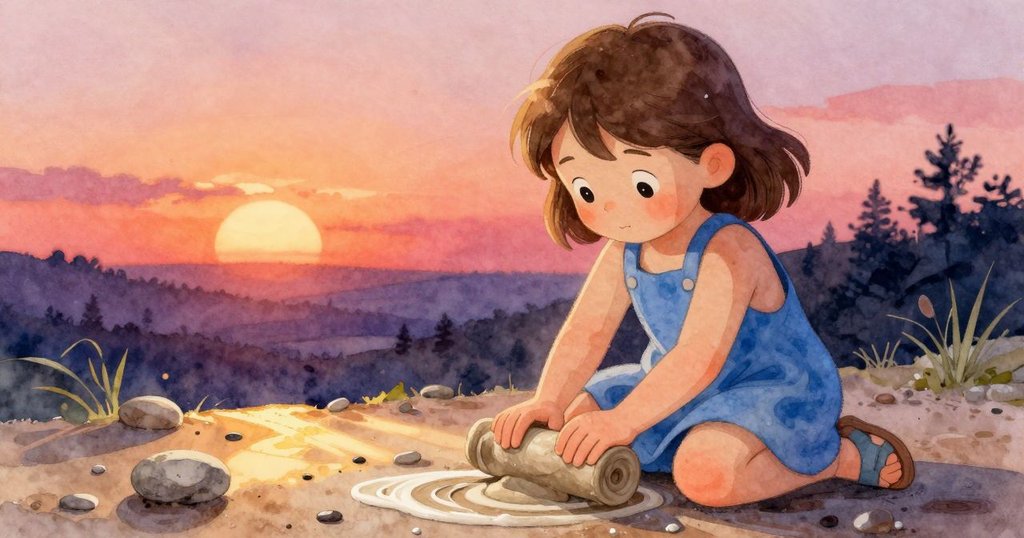 Poppy聚精會神地搓著冰涼黏土，白環在黏土上熠熠生輝，陽光映出溫暖光影和細膩質感