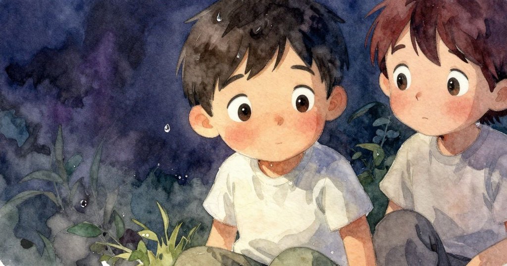 Max臉上突然落下清涼水珠，他微眨眼，展現深思情感，背景柔和細膩，情節邁向轉捩點