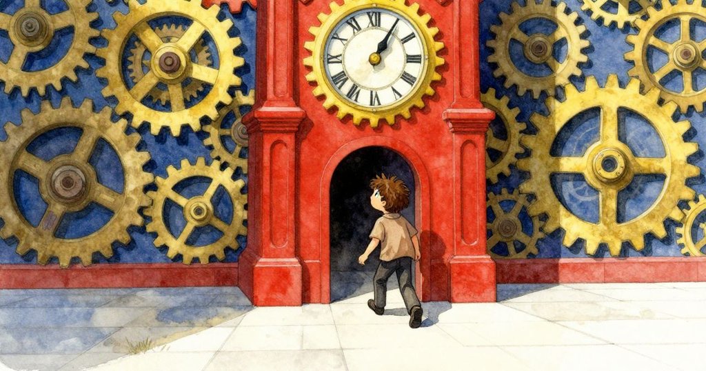 托比亞斯推門進入鐘樓,周圍齒輪交錯奔忙,氣氛莊嚴,展開全新維修探險。