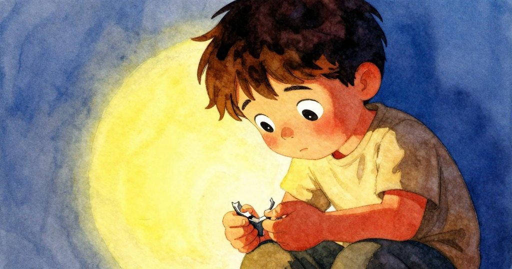 托比亞斯專注檢查破損軸承,神情堅毅中帶有些許憂慮,背景隱約呈現複雜鐘機。