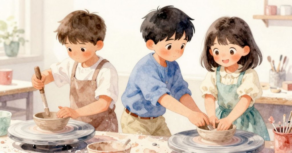 Dorian舉起捍木輕敲釉滴，Zara扶正木槌協同操作，動作流暢果斷，展現陶藝創作中的專注與活力。