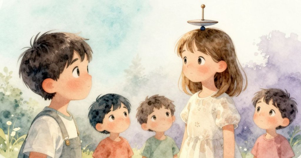 最終畫面中，轉盤停下，Seth 與另一孩子滿懷平靜微笑觀察，柔和光影映出溫馨結局