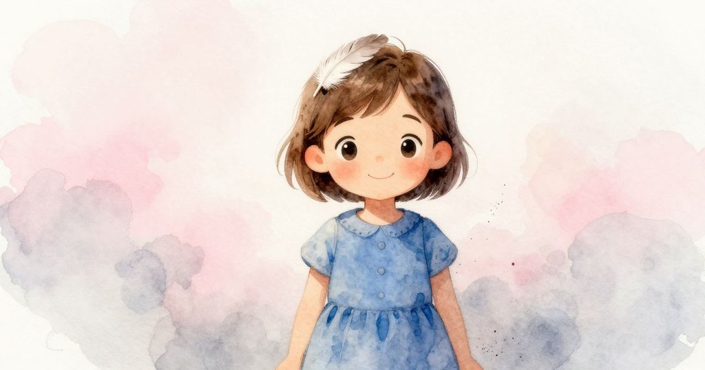 哈雷上方羽毛輕落髮間,下方袖上落塵,呈現晨光中靜謐而神秘的雙重奇景