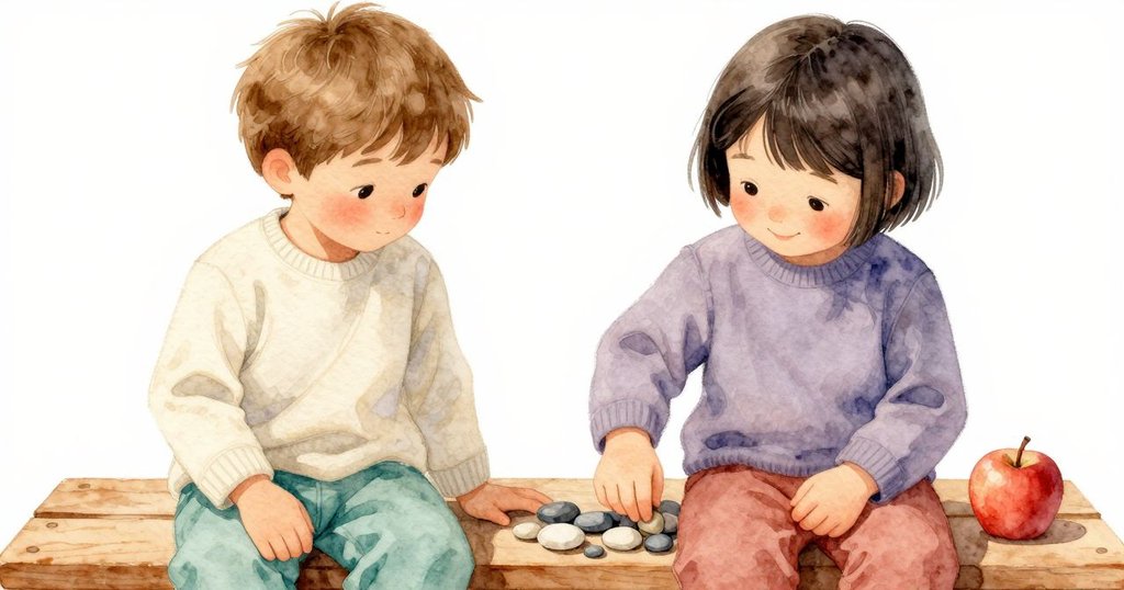 Wade細心挑選光滑鵝卵石，手觸溫暖木質長椅與紅蘋果相伴，場景近距離展現細膩質感