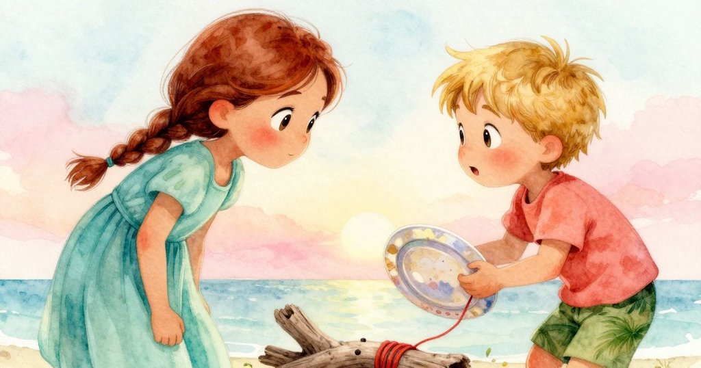 鏡頭聚焦破舊塑料盤與纏繞紅線的原木，展現細膩刻痕與鹽霜質感，喚起往日時光