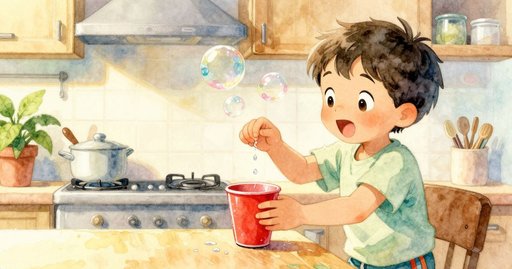 Soap Bubble Pops in the Kitchen
