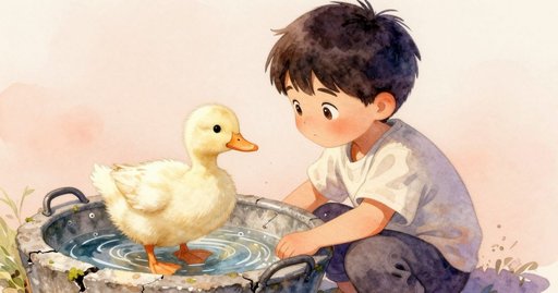 Duckling Behind Tall Grass