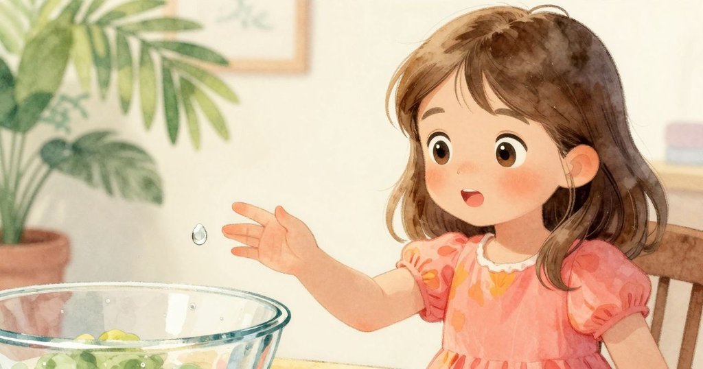 達芙妮聚精會神地注視著水杯上即將消失的水環,一滴小水珠依附邊緣,她的手輕輕伸出