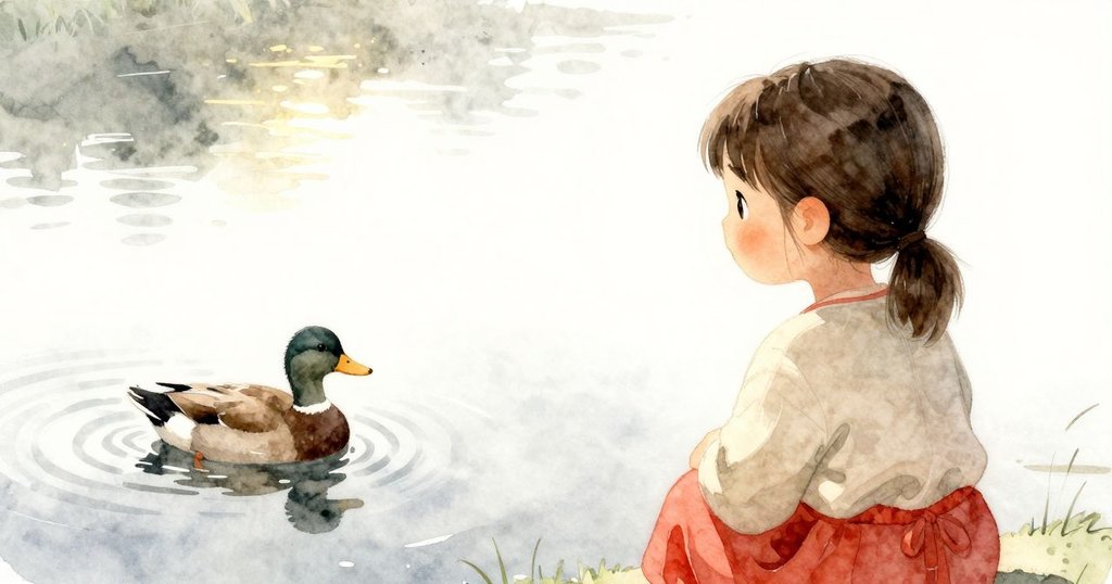 Petra與Griffon坐在池邊共享寧靜瞬間，鴨子輕盈滑過水面，陽光灑滿青草和水面，故事達到平和圓滿的結局