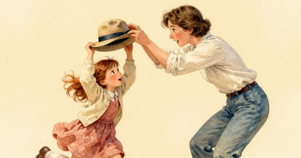 成人輕拂帽子，穩定下來時發出輕微咔嗒聲，Ada專注觀看，緊張且期待的瞬間充滿溫柔情懷。