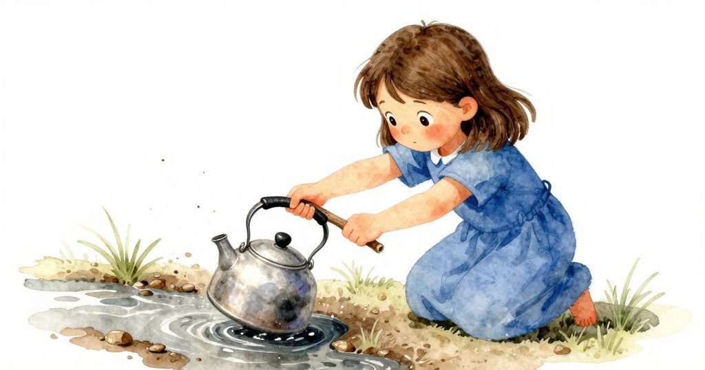 Dina用細叉枝輕觸水壺把手,水壺慢慢滑動,引發悬念,岩石與泥濘環繞下氣氛緊張