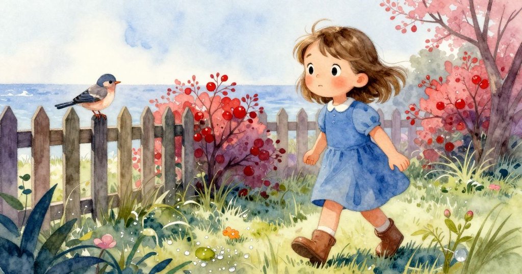 弗雷婭輕步穿過露水點綴的庭院，步伐中流露決心與猶豫，鳥兒降落在柵欄上，營造出內心掙扎的情感