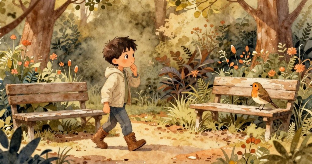 Drake 離開花園，回眸望向靜謐的大門，斑駁長椅上棲息著知心知更鳥，溫暖餘暉中道別，故事完結